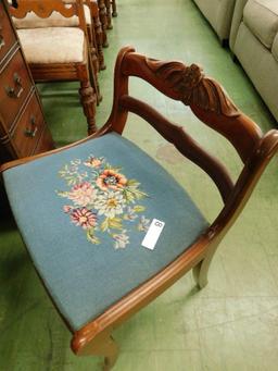 9 Drawer Mahogany Desk with Needlepoint Seat