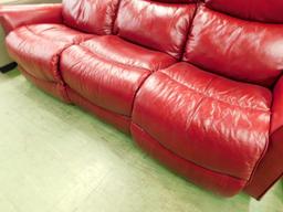 La-Z-Boy Red Leather Electric Reclining Couch