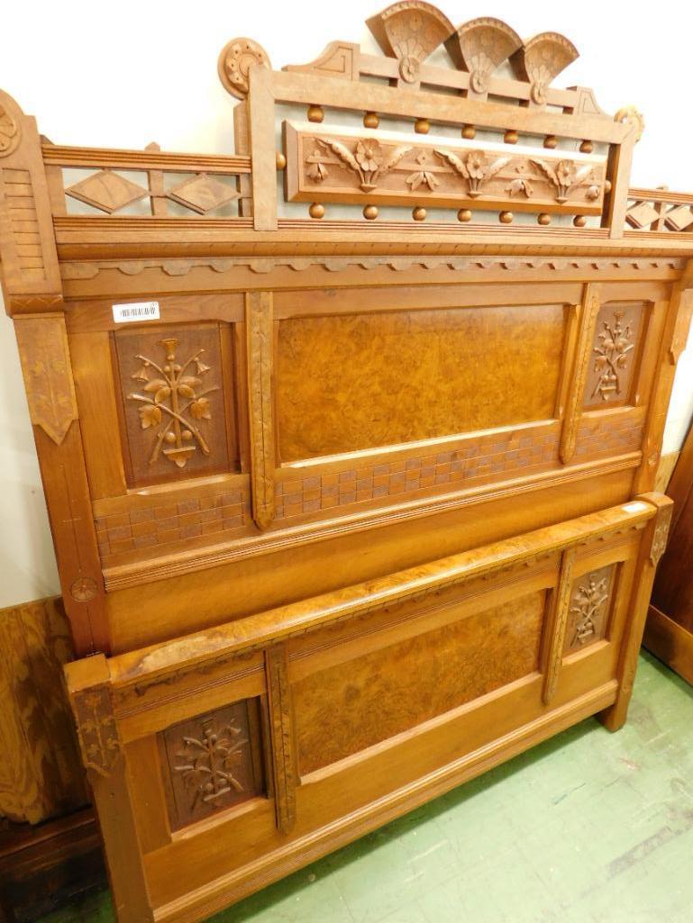 Walnut Victorian Carved Double Bed