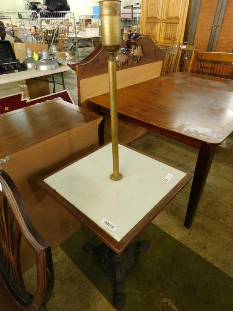 Marble Top Lamp Table - Cast Iron Base