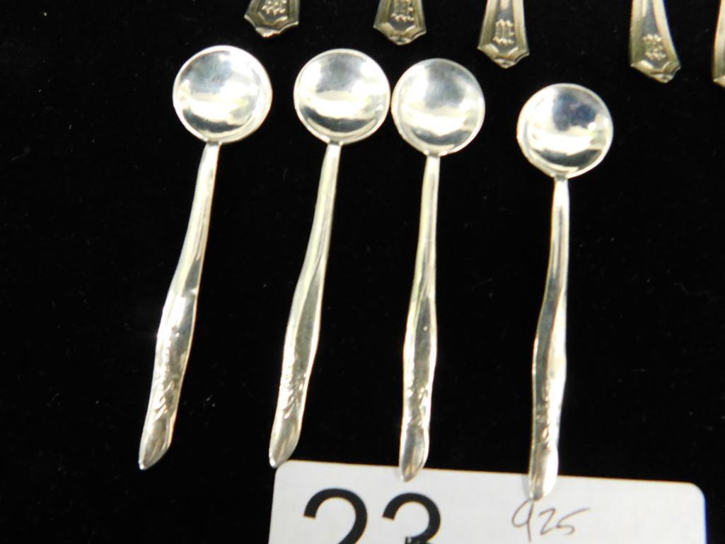 Sterling Silver - 10 Salt Spoons - 6 and 4 Matching - 37.0 Grams