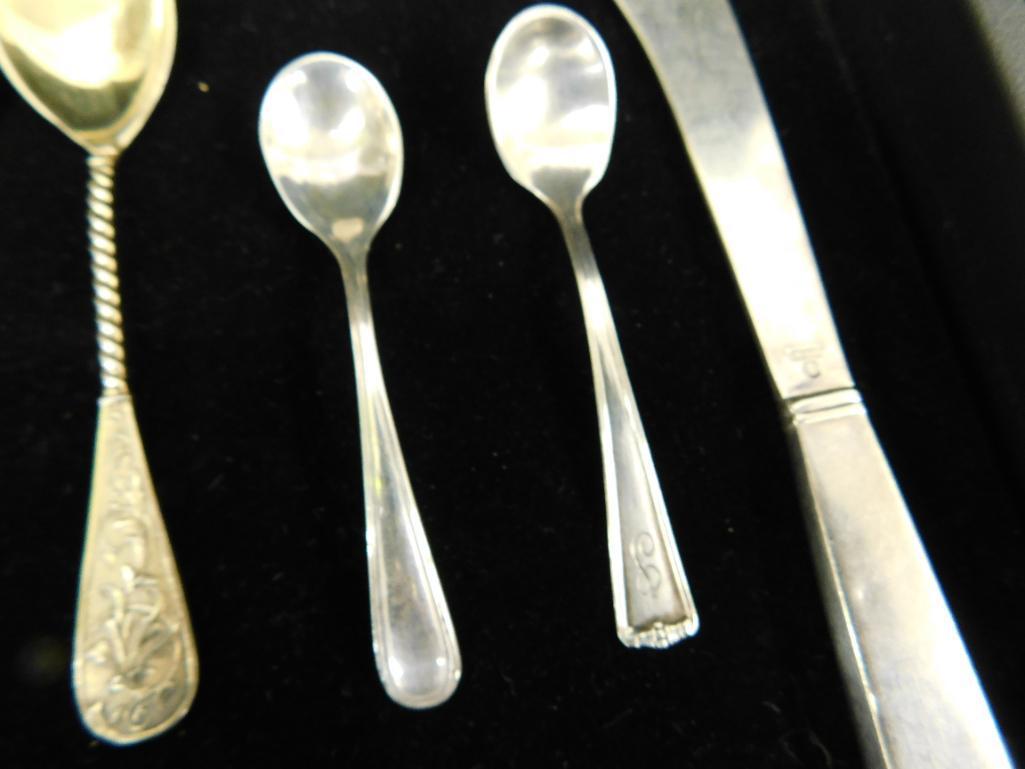 Sterling Silver - 4 Demitasse - 2 Salt and 1 Knife - 80.0 Grams