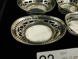 Sterling Silver - 12 Sugar / Candy Baskets - Each 1" x 3" x 2" - 141.0 Grams