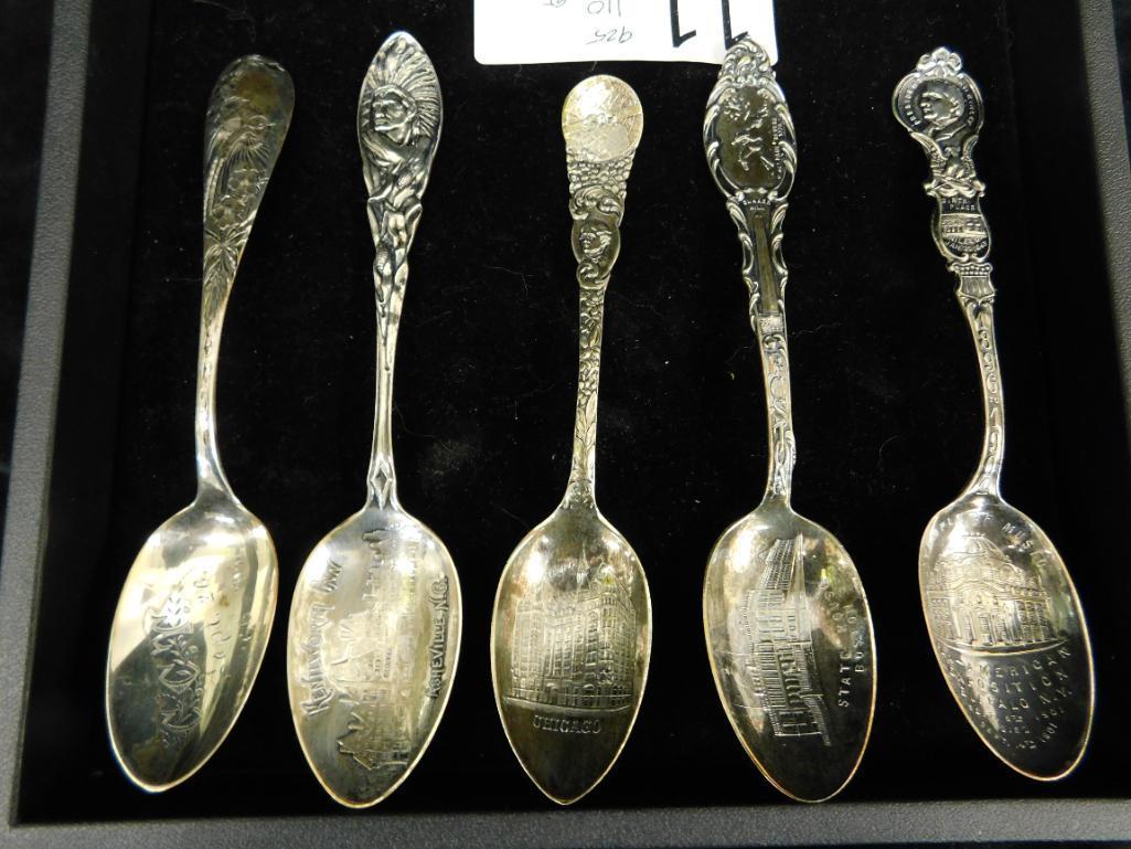 Sterling Silver - 5 Collectors Spoons - 110.0 Grams