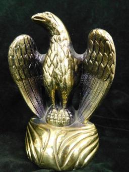 Gold Tone White Metal Eagle Bookends - Each 7.5" x 6"x 3"