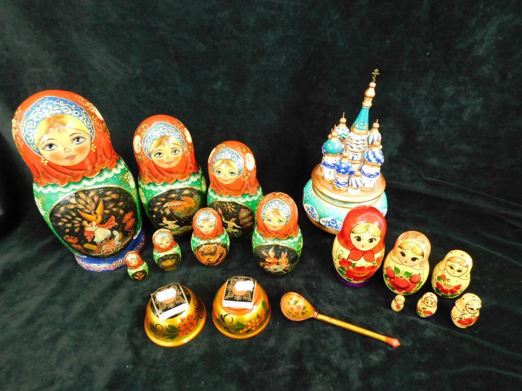 Matryoshka Russian Nesting Dolls - Wood Musical Figurer - Spoons