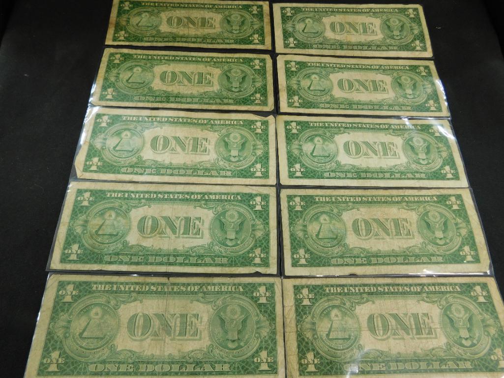 10 Blue Seal $1 US Silver Certificates
