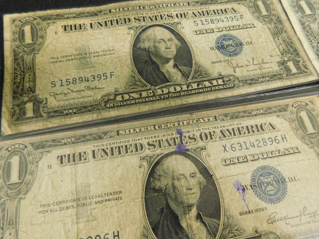 10 Blue Seal $1 US Silver Certificates - 8-1935 - 2-1957