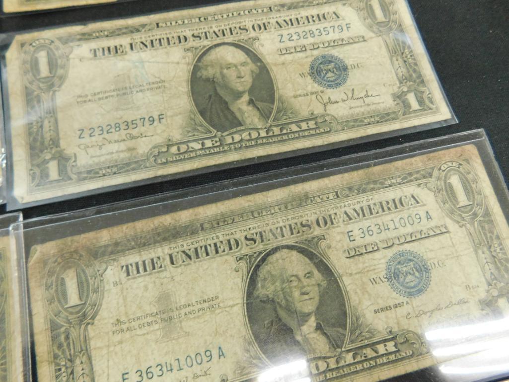 10 Blue Seal $1 US Silver Certificates - 8-1935 - 2-1957