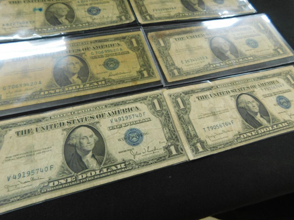 10 Blue Seal $1 US Silver Certificates - 8-1935 - 2-1957