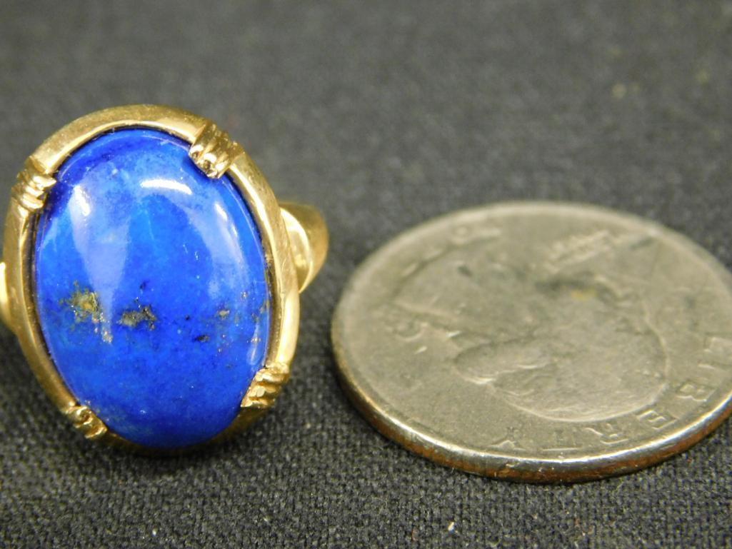 14K Yellow Gold - Ring - Size 6 - Lapis Lazuli - 5.8 Grams TW