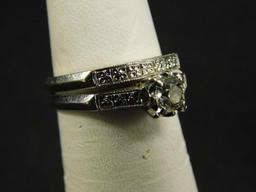 14K White Gold - Ring - Size 6 - Clear Stones - 5.3 Grams TW