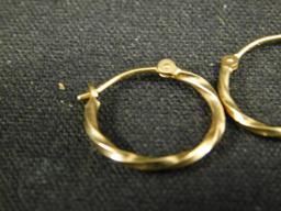 14K Yellow Gold - Pierced Earrings - Twisted Small Hoop - .70 Grams