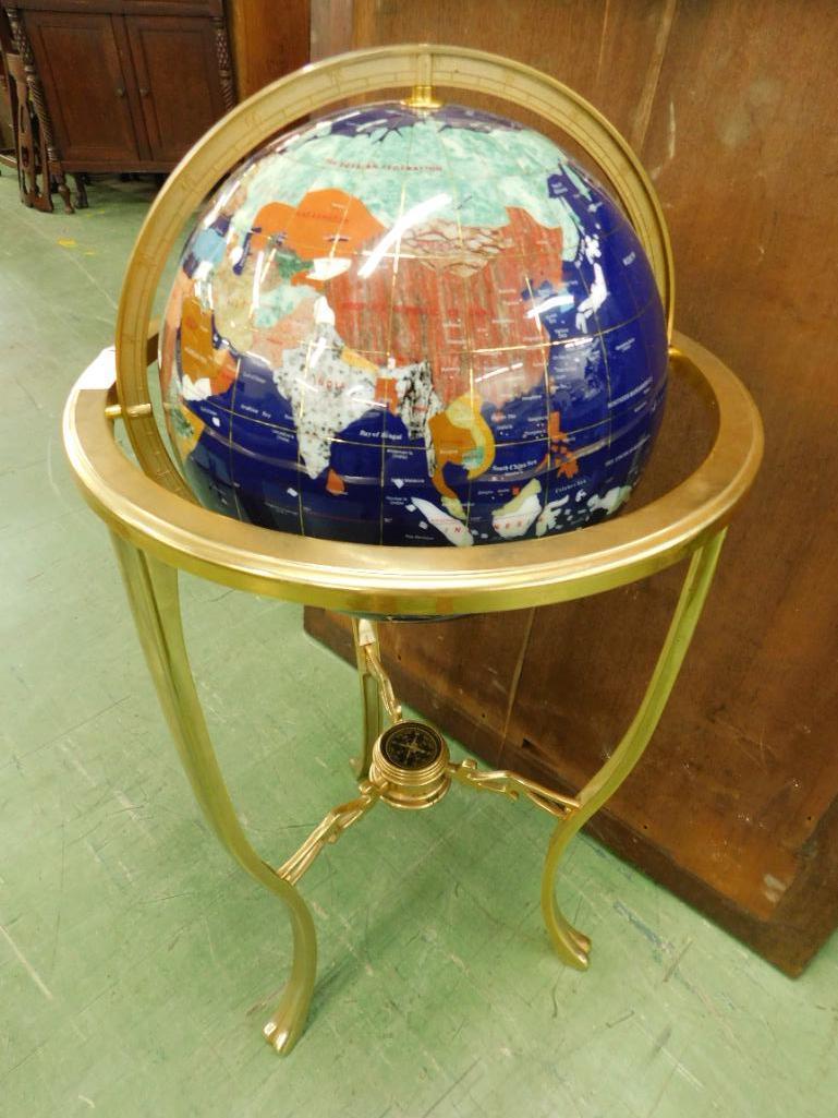 Jeweled Floor Model Globe with Compass - Brass - 32" x 18"