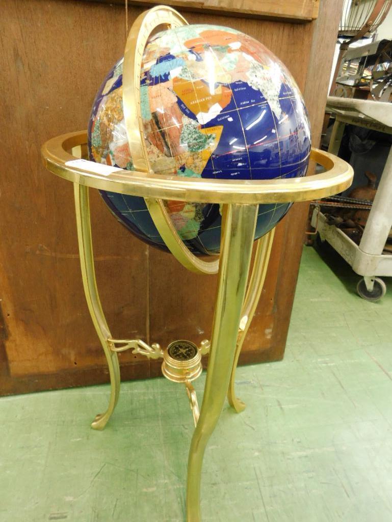 Jeweled Floor Model Globe with Compass - Brass - 32" x 18"