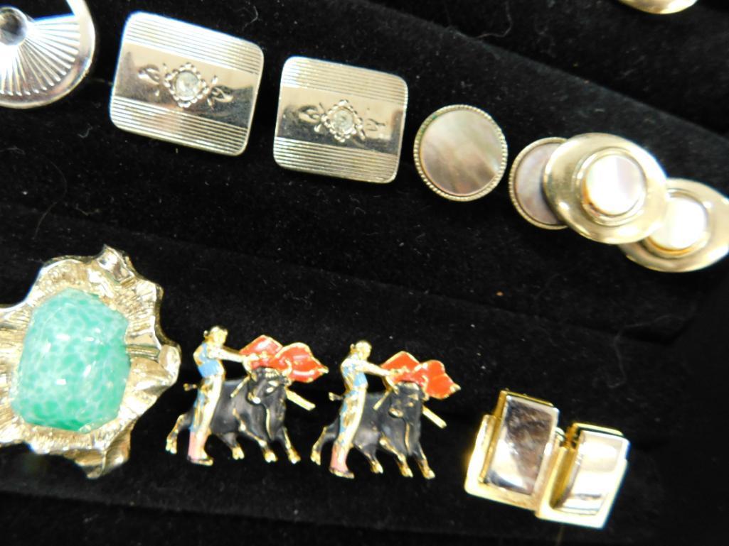 Tray Lot of Vintage Mens Cuff Links