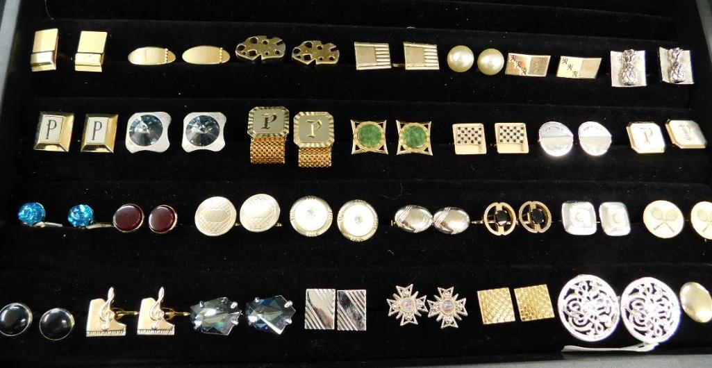 Tray Lot of Vintage Mens Cuff Links