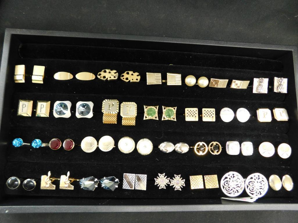 Tray Lot of Vintage Mens Cuff Links