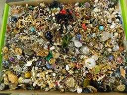 Box Lot Filled With Single Earrings - No Pairs