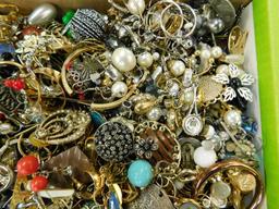 Box Lot Filled With Single Earrings - No Pairs