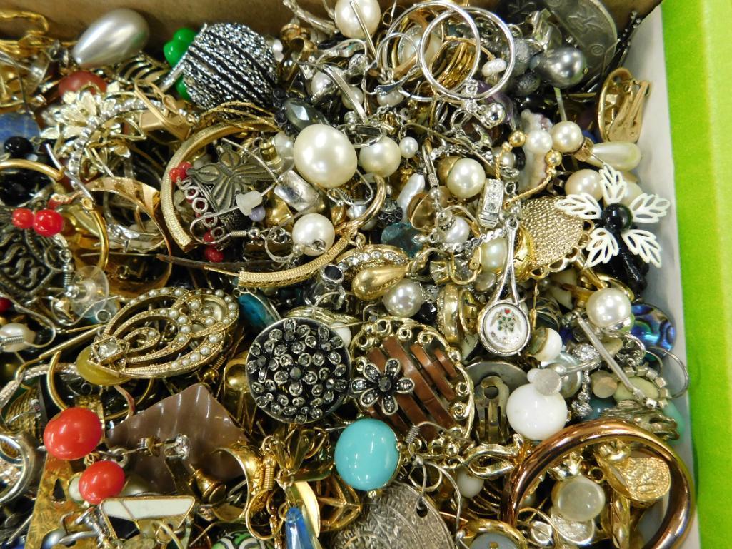 Box Lot Filled With Single Earrings - No Pairs