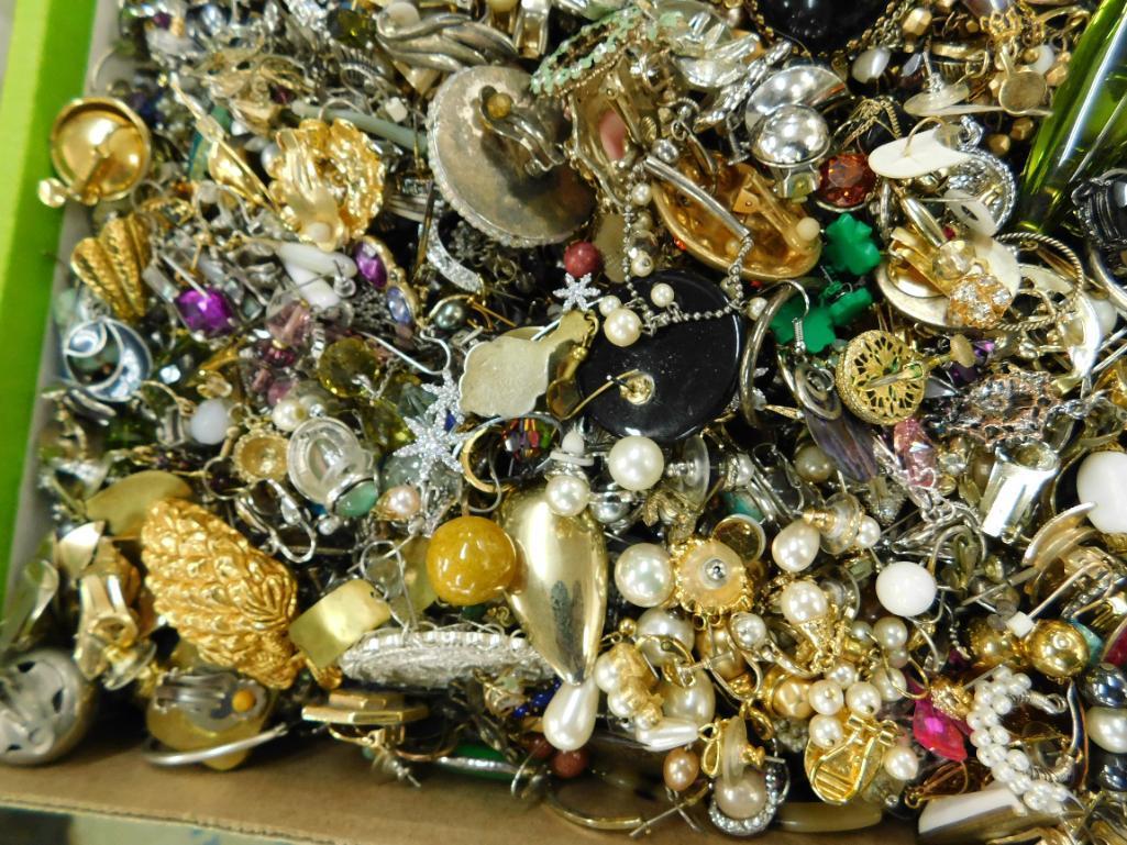 Box Lot Filled With Single Earrings - No Pairs
