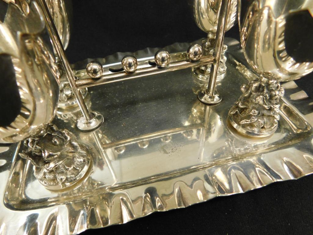 Vintage Silver Plate Cordial Cups with Server - 5" x 7" x 5"