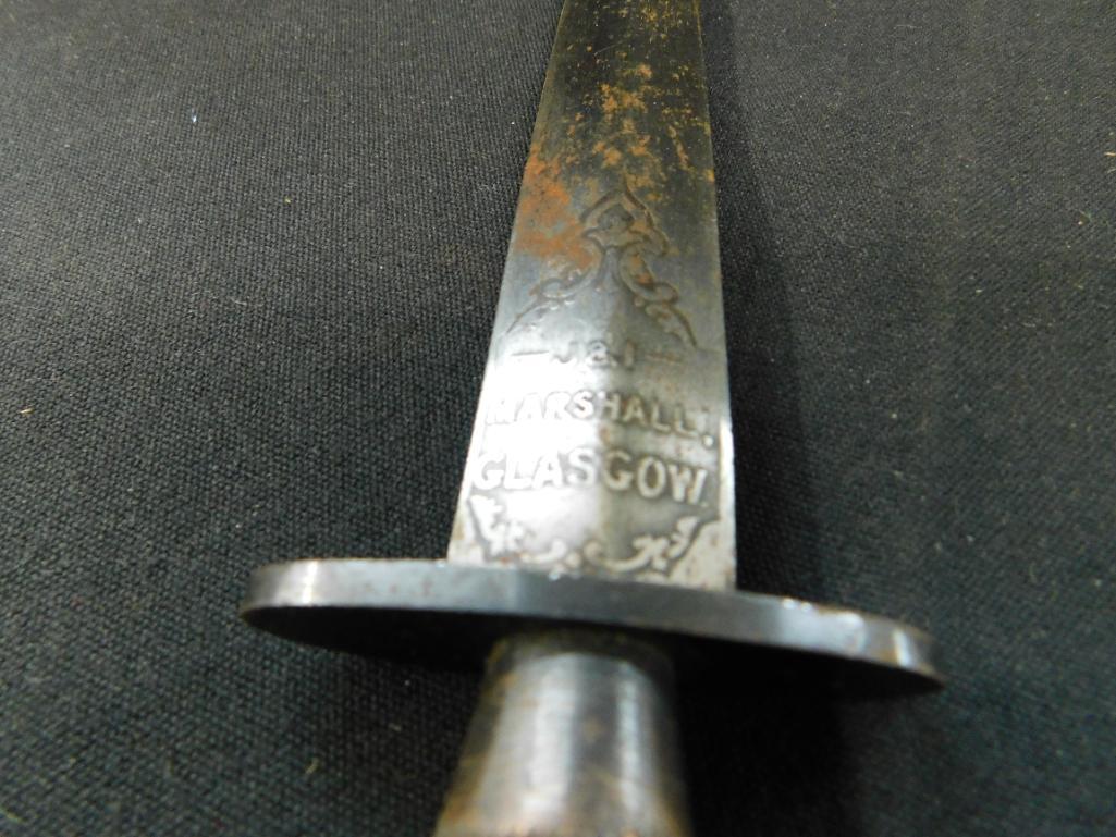 Vintage All Metal J&J Marshall Dagger - Glasgow - 11.75" Long