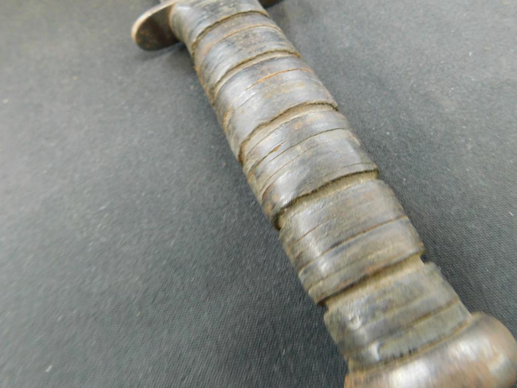 Vintage Kabar Long Knife - Leather Wrapped Handle - 12" Long