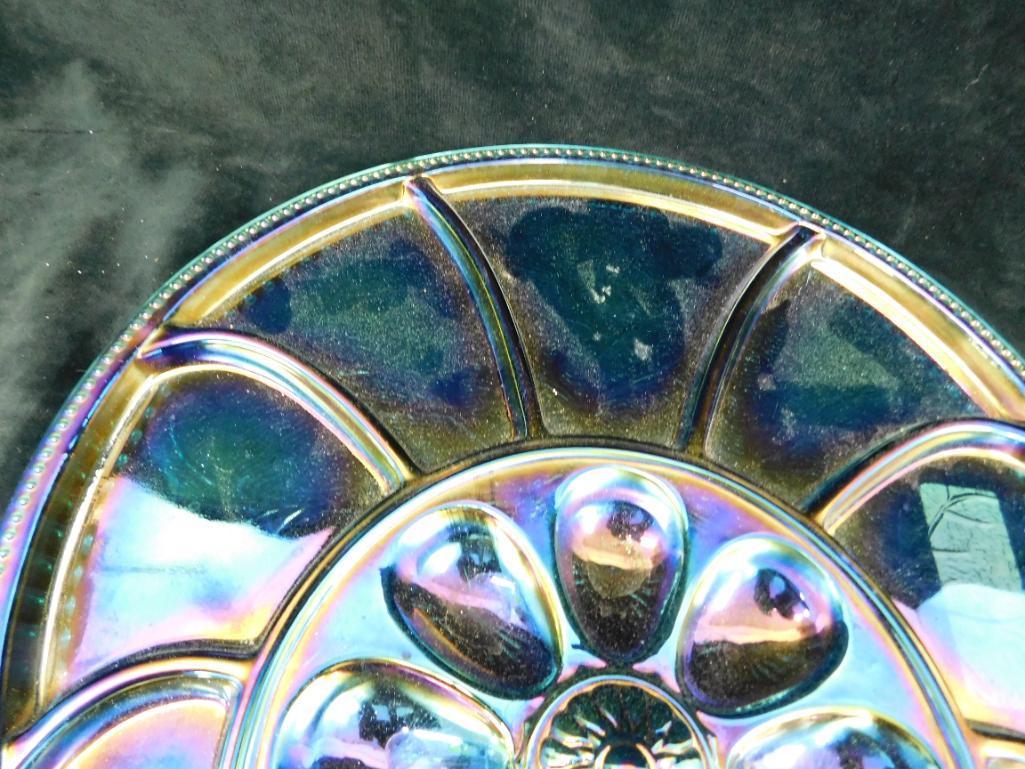 Iridescent Blue Egg Dish / Platter - 1" x 13"