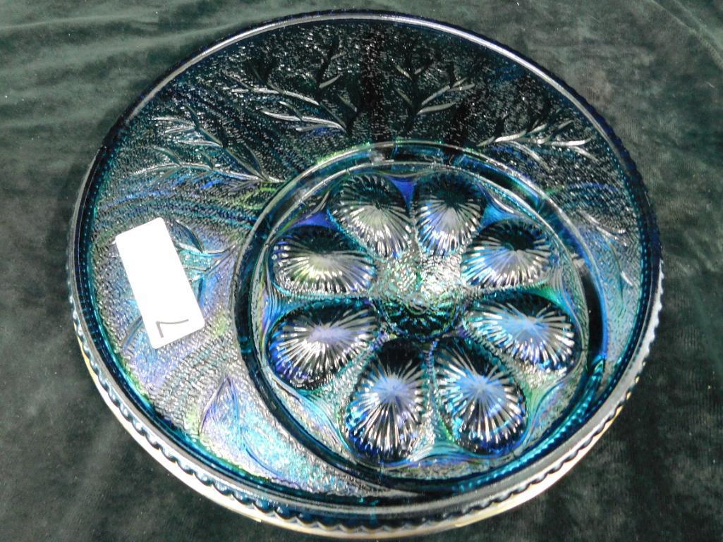 Iridescent Blue Egg Dish / Platter - 1" x 13"