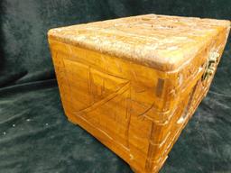 Asian Carved Wood Hinged Lid Box - 7" x 12"x 7.5"