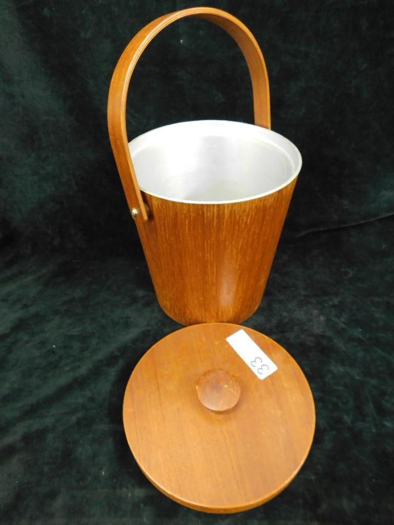 MCM - Mid Century Teak Ice Bucket with Lid - 14" x 8"