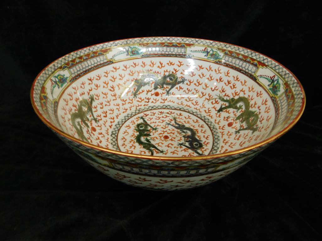 Chinese Porcelain Bowl - Dragons - 6.5" x 14.25"