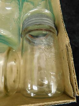 Box Lot with 5 Vintage Canning Jars