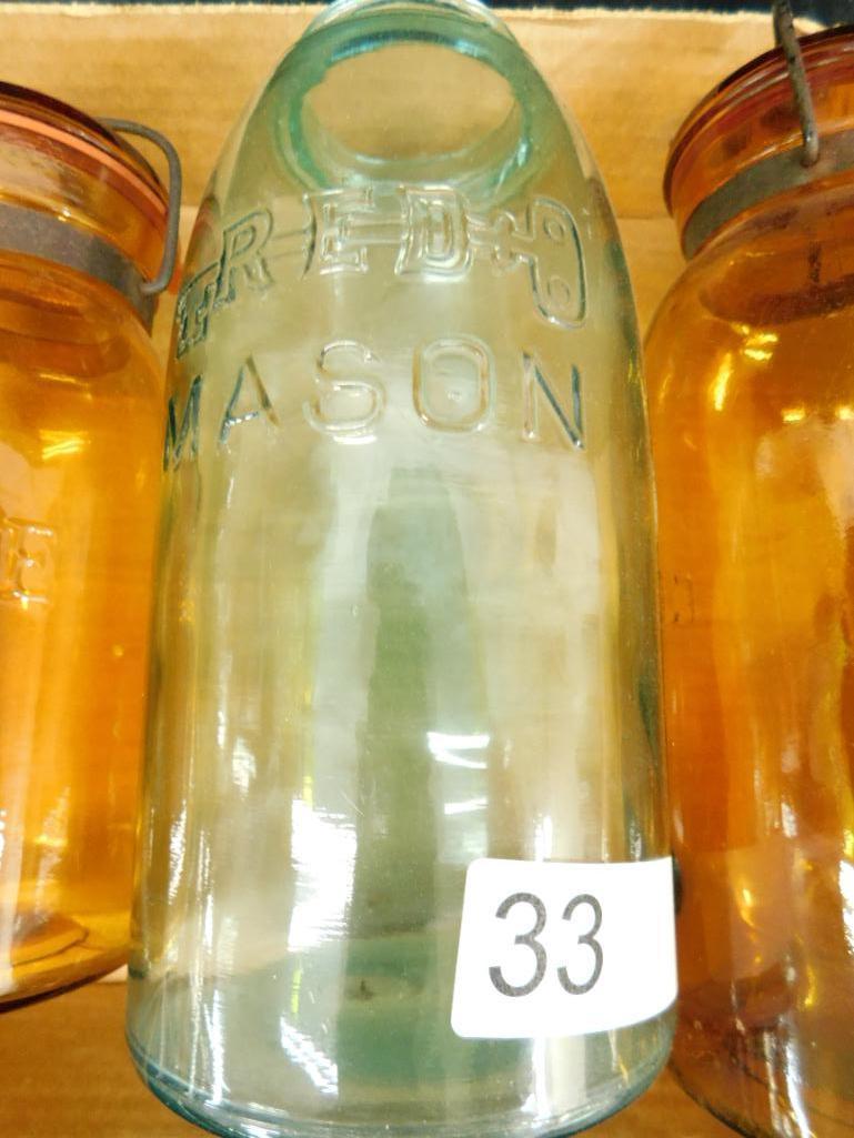 Box Lot with 3 Large Vintage Canning Jars