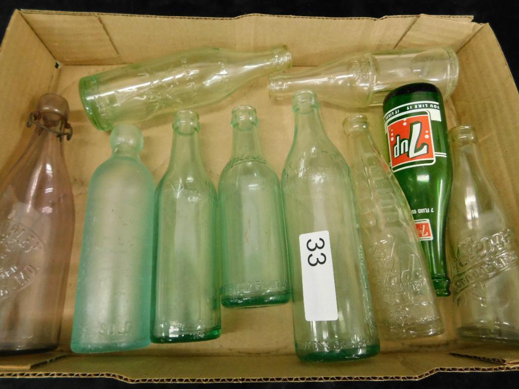 Box Lot with 10 Vintage Beverage Bottles