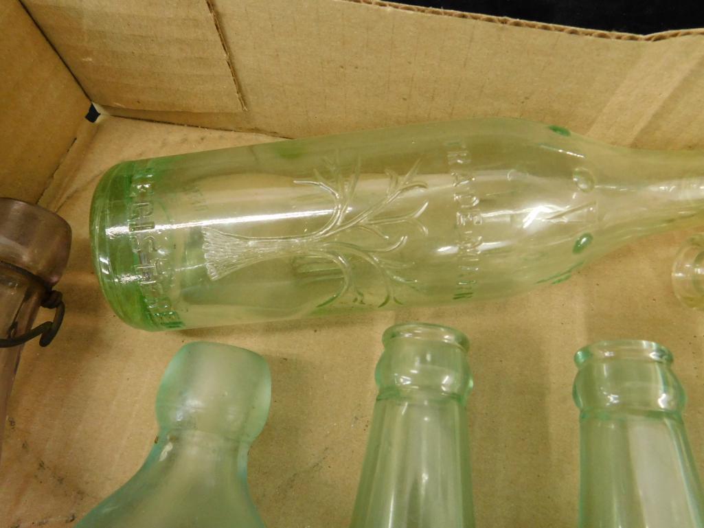 Box Lot with 10 Vintage Beverage Bottles