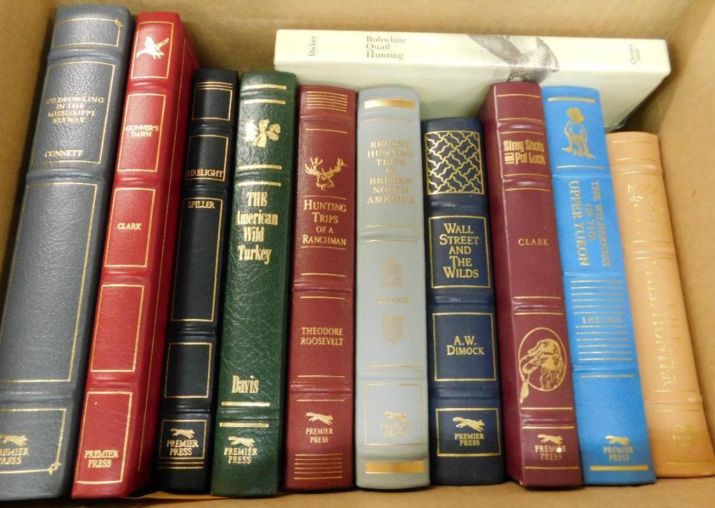 10 Leather Bound Hunting and Gun Books