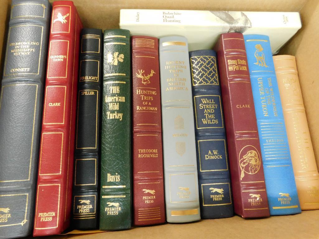 10 Leather Bound Hunting and Gun Books