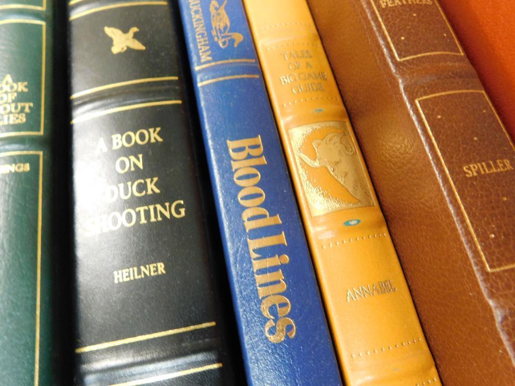 11 Leather Bound Hunting and Gun Books