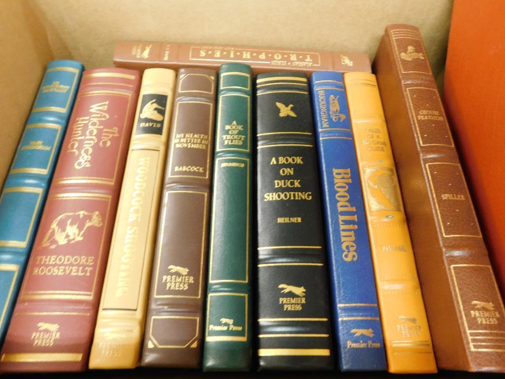 11 Leather Bound Hunting and Gun Books