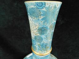 Vintage Chinese Chrysanthemum Vase - 2 Pieces - Blue - 24.5" x 11"