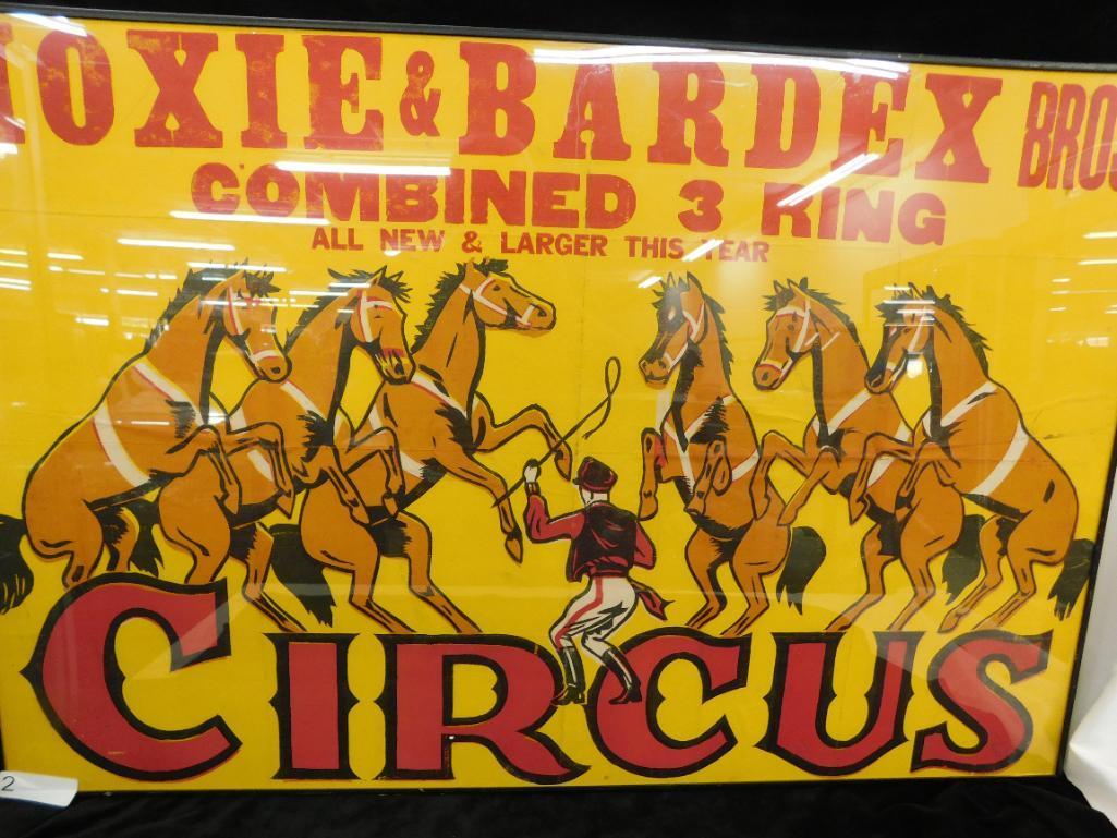 Vintage Hoxie and Bardex Bros. Circus Poster - Some Creases - 26.5" x 40.5"