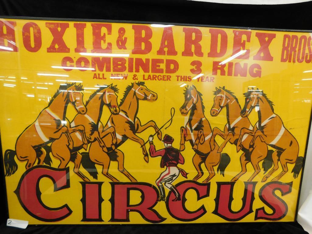 Vintage Hoxie and Bardex Bros. Circus Poster - Some Creases - 26.5" x 40.5"