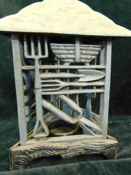 Pair of Cast Iron Garden Themed Lanterns - Each 8.5" x 6" x 5"