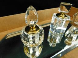 Group of 6 Crystal Perfume Bottles - 2 Oleg Cassinni - 1 Vintage