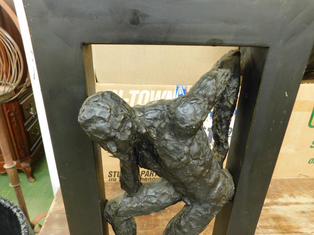 Resin and Metal Male Nude Statue - 27" x 11.5" x 5.5"