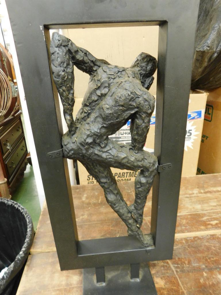 Resin and Metal Male Nude Statue - 27" x 11.5" x 5.5"