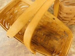 Pair of Handled Longaberger Baskets - 7.5" x 13" x 8" and 7" x 9" x 5.25"
